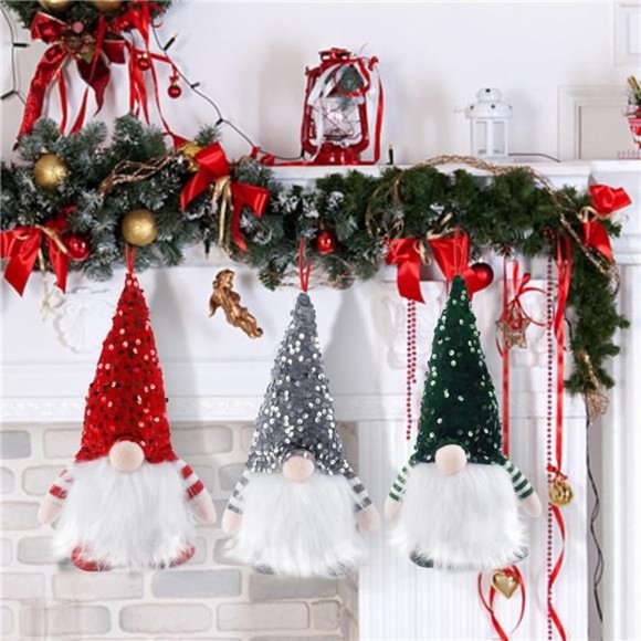 3 Set Lighted Christmas Gnomes, Light Up Tomte Plush Elf, Battery Operated - Picture 6 of 6